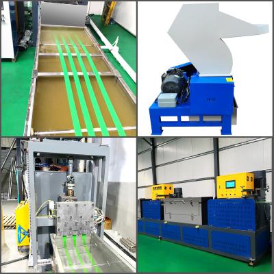 China Fábrica de reciclagem de PET Strap Making Machine PET Package Strap Band Extrusão Linea de produção de PET Strap Band à venda