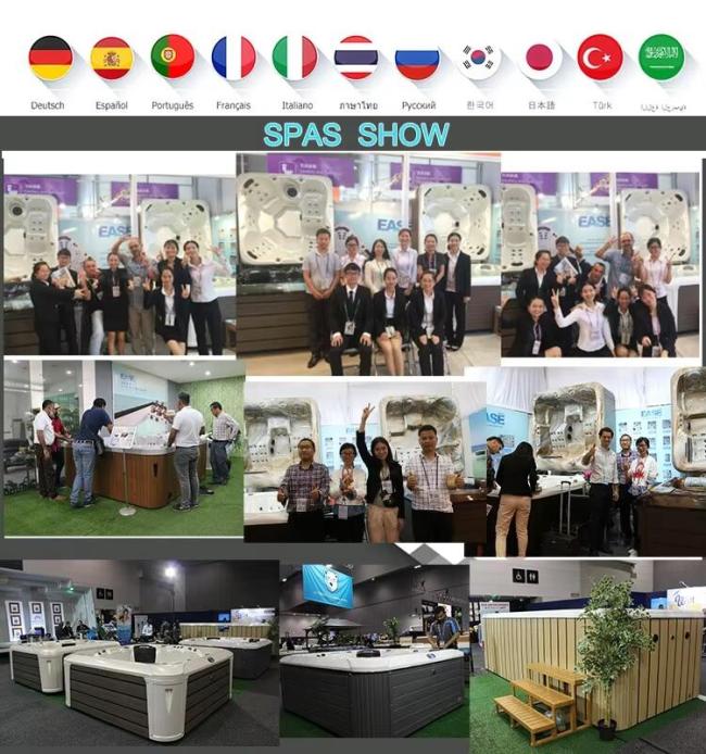 Cool Spa Tubs For 5 Persons Luxury Outdoor Hot Tub With Whirlpool Massage Acrylic Bathtubs with Bluetooth Speaker