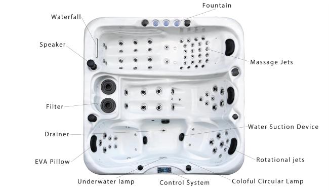 Luxury Garden 4 People Massage Hot Tub Spa For Adult Acrylic Bathtub With Bluetooth Cool Spa Hot Tub For Outdoor