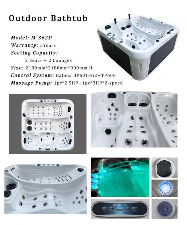 Luxury Garden 4 People Massage Hot Tub Spa For Adult Acrylic Bathtub With Bluetooth Cool Spa Hot Tub For Outdoor