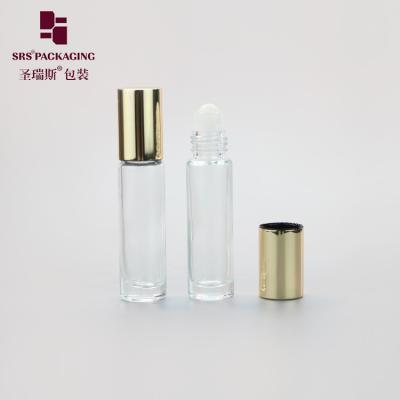 China Ready to Ship 10ml Glass Roll on Bottle For Perfume Glass Ball Plastic Ball Applicator with Metal Cap for sale