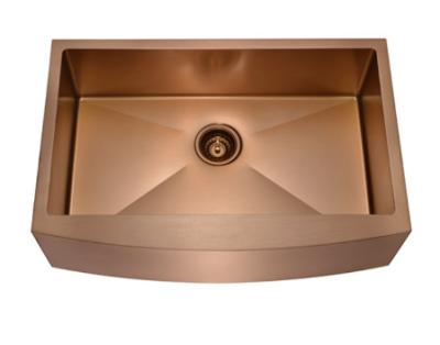 China Rose Gold Apron Stainless Steel Farmhouse Sink Without Faucet for sale