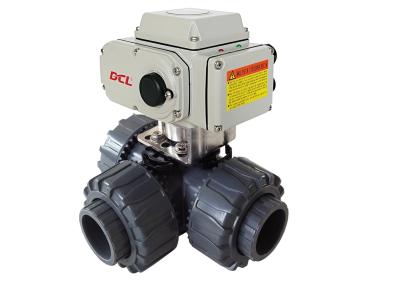 China Compact 3 Way Electric Actuated ISO5211 PVC Ball Valve for sale