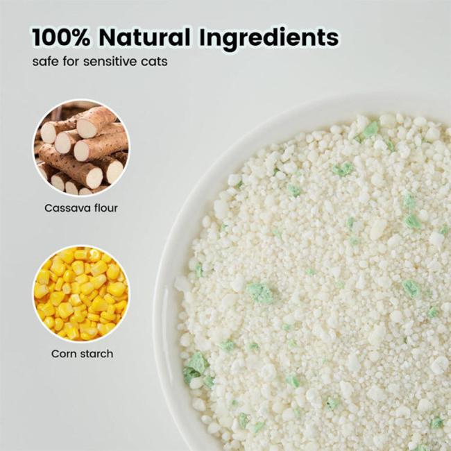 Natural Unscented 100% Plant-Based Clumping Eco-Friendly Highly Absorbent Odor Control Biodegradable Cassava Cat Litter 0