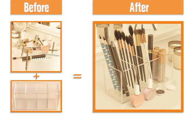Acrylic Pen Holder, Typical Application, Makeup Brush Organizer, for Domestic or Commercial Use