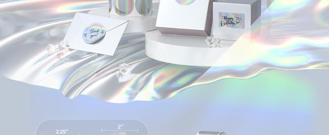 MUNBYN Holographic Silver Thermal Sticker Labels