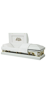 'White Cross' Lords Prayer Casket with White Velvet Interior