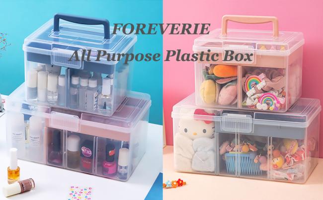 All Purpose Lidded Plastic Storage Box with Handle Small or Large Size