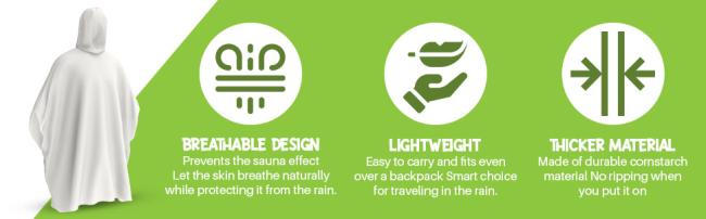 Hagon Pro Biologically Degradable Rain Ponchos For Adults