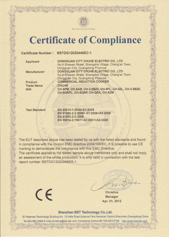 CE -EMC - Dongguan City Chuhe Electric Co., Limited
