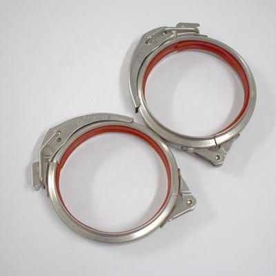China Stainless Steel 304 Quick Release Tube Clips Ducting Clamps With Lock And Red Gasket for sale