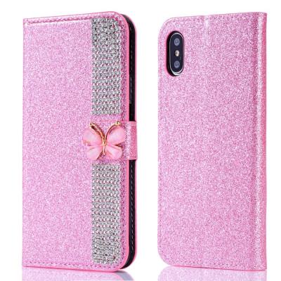 China Flash Powder Electroplated Diamond Inlay Phone Case For Iphone Xr Xs 11 12 13 14 Pro Max Cell Cover for sale