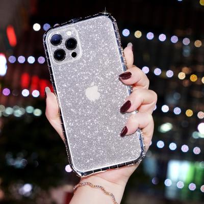 China Brilho luxuoso Bling Diamond Transparent Soft Phone Case para o iPhone 14 13 12 pro 11 XS máximos XR 7 8 sinais de adição à venda