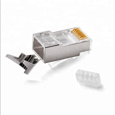 China Golden Plated 8P8C Crystal Head Shielded 3U 50U Cat7 Rj45 Connector for sale