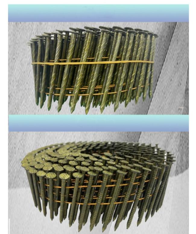 2 1/4′′x. 099′′ Wire Pallet Coil Nails Clavos Helicoidales Screw Shank Diamond Point