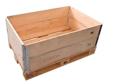 China Cajas de almacenamiento plegables de madera Collares de cajas de paletas de madera Collares de bisagra en venta