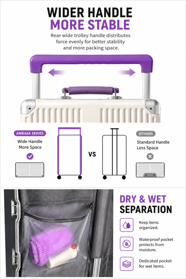 Wide handle and dry wet separation