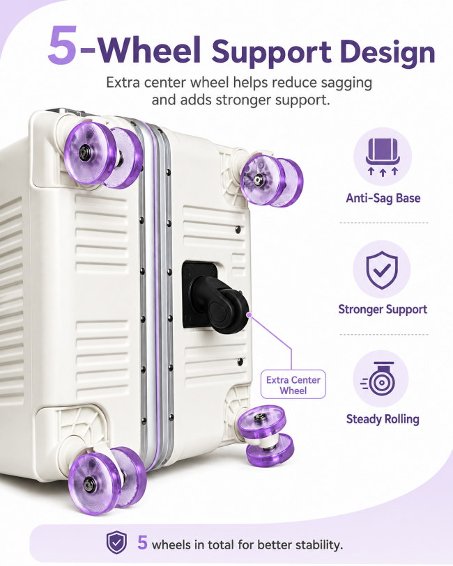5-wheel support suitcase design