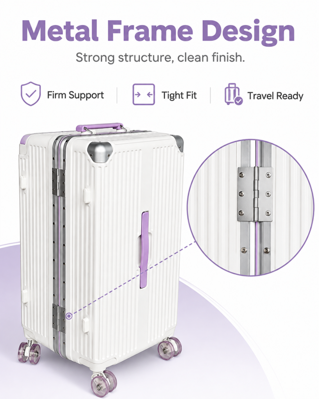 Metal frame suitcase