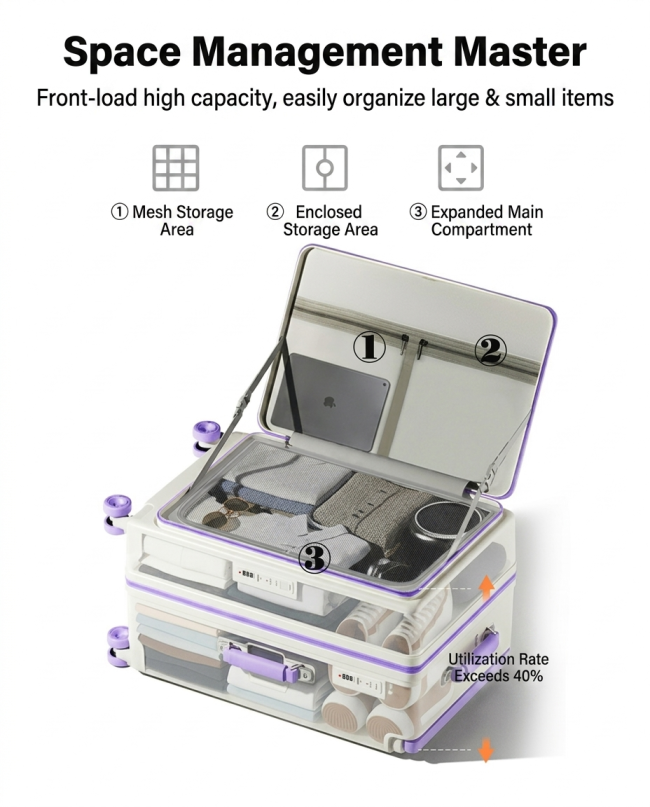 Front Load Luggage Space Management and Organized Storage