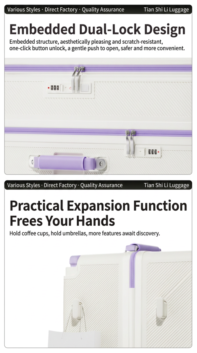 Embedded Combination Lock and Practical Luggage Hook Design