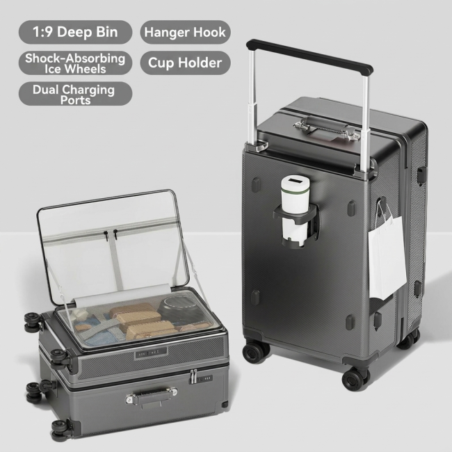 Black Front Opening Multifunction Luggage