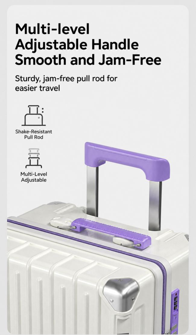 Adjustable luggage trolley handle