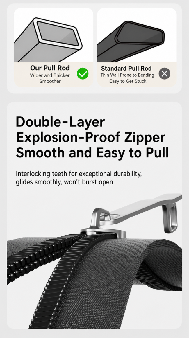 Reinforced double-layer luggage zipper