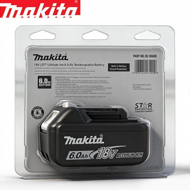 Makita BL1850B battery packaging and certification labels