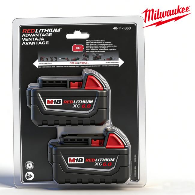 Milwaukee M18 6Ah battery pack with compatible power tools