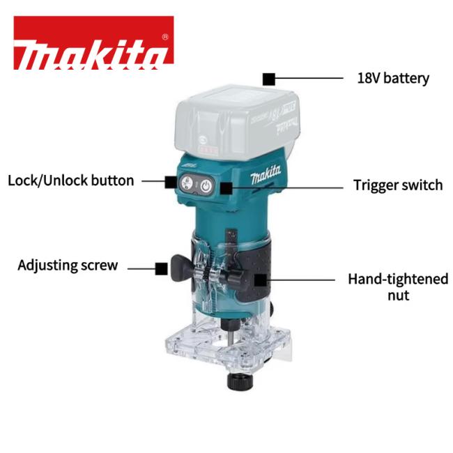 Makita Electric Wood Router - High-speed automatic woodworking tool with brushless motor