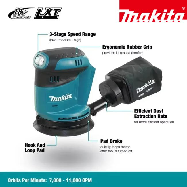 Makita 18V Lithium-Ion Electric Sander - side view