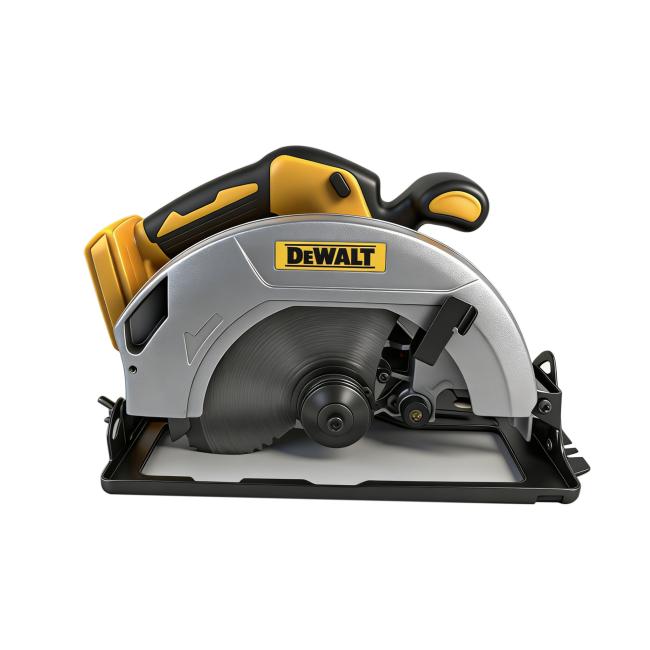 DEWALT 18V Cordless Circular Saw side view displaying motor housing and controls