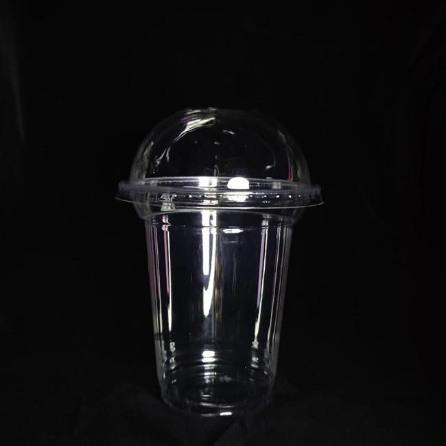 Custom Size and Logo Transparent Pet Disposable Cold Drinking 16oz Plastic Cups with Dome and SIP Lid