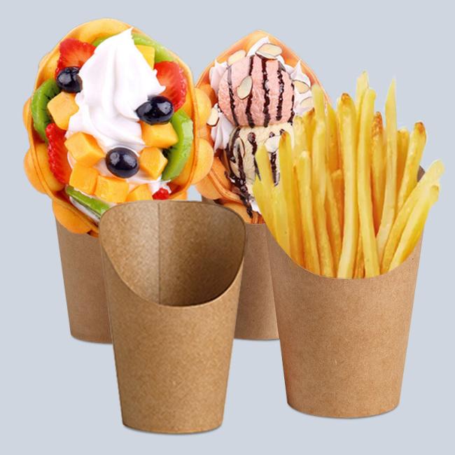 Eco Friendly12oz Kraft Paper French Potato Chips Box Fast Food Paper Cup