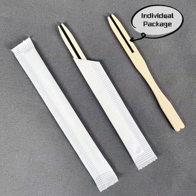 Biodegradable Bamboo Cutlery Natural Fruit Fork