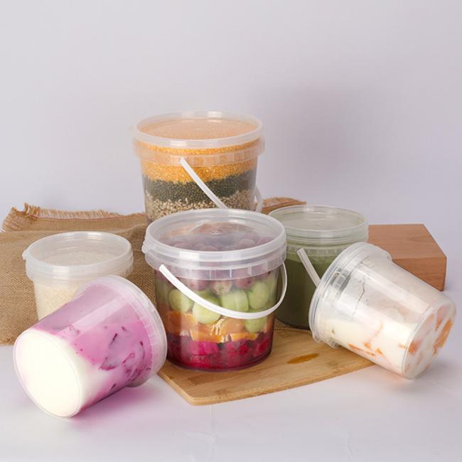 Custom Food Grade Transparent Plastic Bucket with Lid and Handle