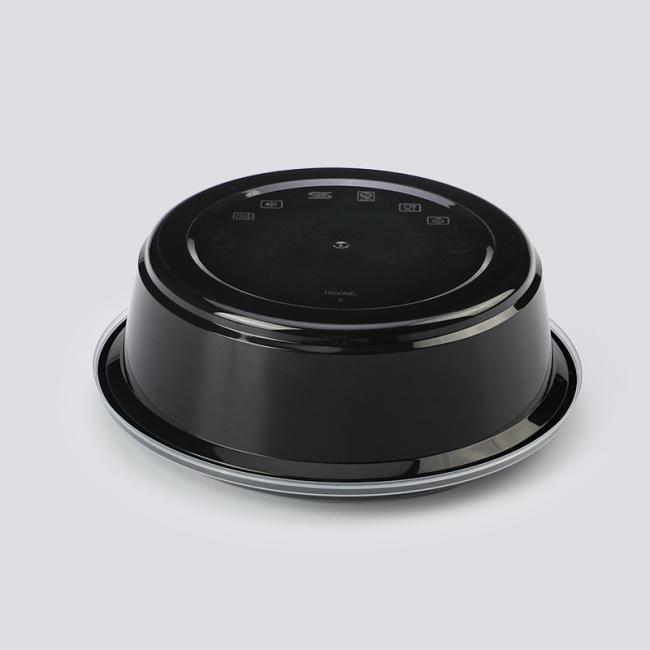 Disposable PP Plastic Takeaway Food Container PP Black Bowl with Lid