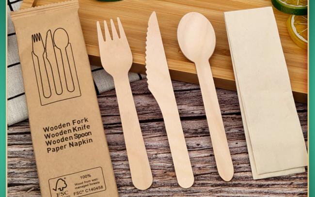 Competetive Price Disposable 1.5g Food-Contacting Grade Biodegradable Eco-Friendly Wooden Fork Knife Spoon