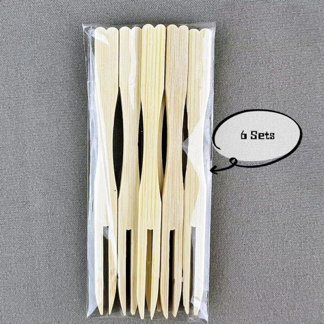 Wholesales Disposable Bamboo Cutlery 9cm Fork Fruit Salad Fork