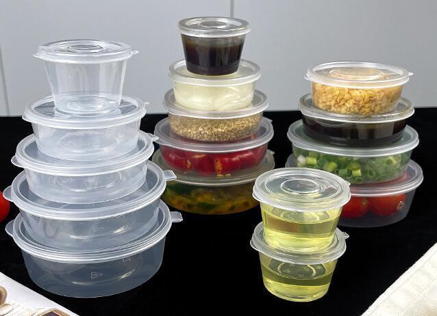 Disposable 3oz Transparent Sealed Plastic Cup Seperare Juice Saucecup with Lid Packaging Box