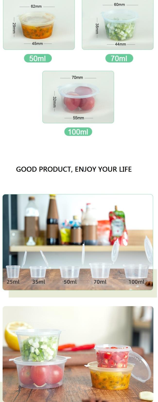 Disposable 3oz Transparent Sealed Plastic Cup Seperare Juice Saucecup with Lid Packaging Box