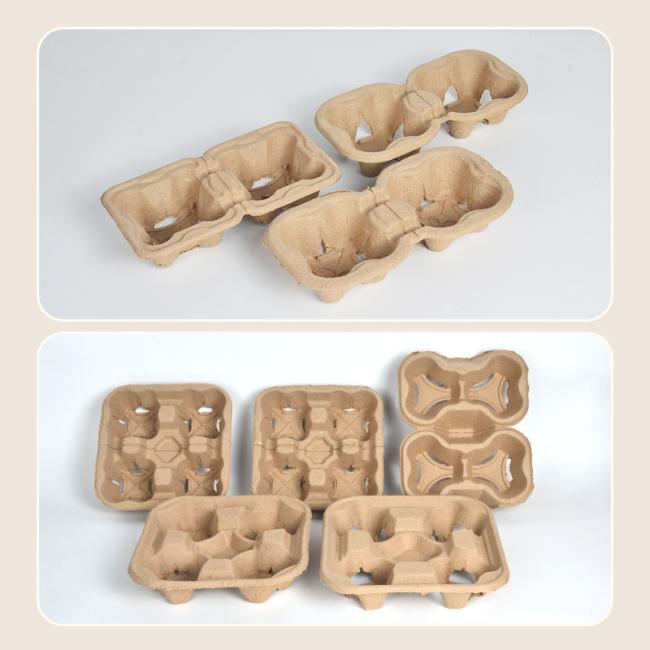 Wholesale Custom Paper Pulp 2/4 Coffee Cup Hot Drink Cup Holder Tray Carrier Pulp Cup Holder