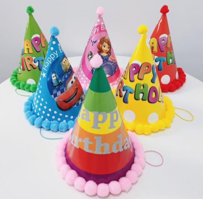 Birthday Hats Funny Kids Cheers Paper Party Adult Children Cartoon Elastic Decoration Accessories Cone Hat New Design