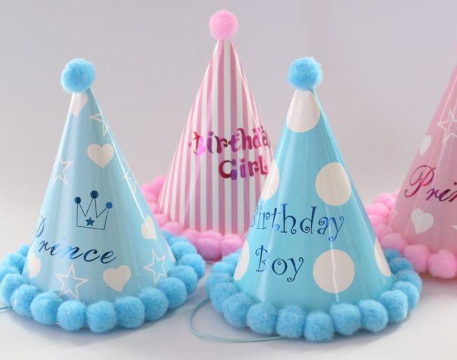 Birthday Cake Hat Party Children′s Birthday Boy Girl Plush Ball Hat Happy Birthday Paper Hat Size Dog Party Hat Pet Cap