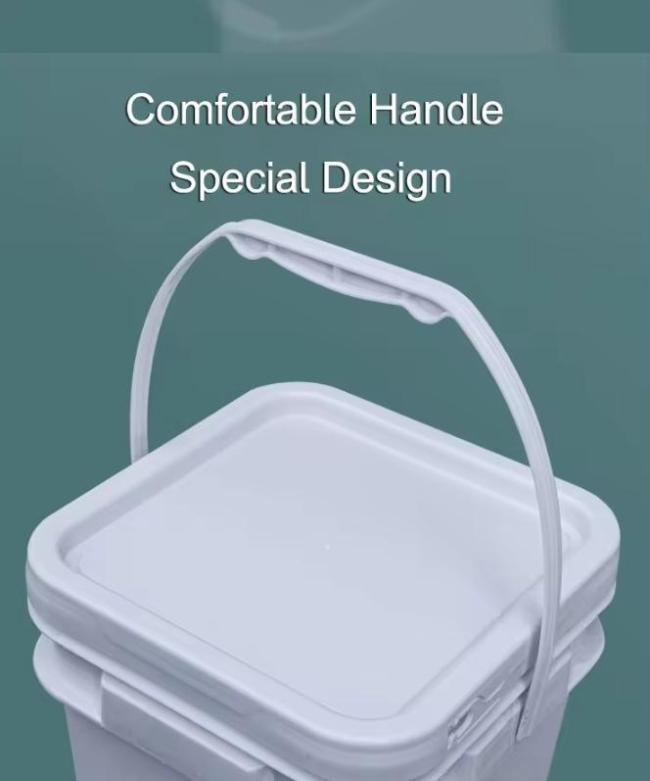 Food Grade Square Rectangle Plastic White Container PP Bucket with Lid