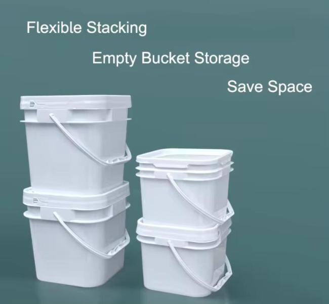 Food Grade Square Rectangle Plastic White Container PP Bucket with Lid