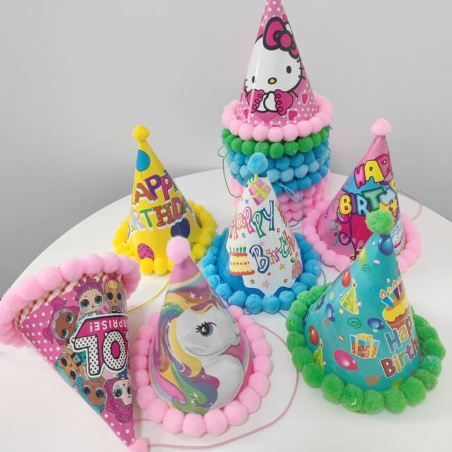 Birthday Hats Wholesale Birthday Decoration Supplies Colorful Hats for Children′s First Birthday Party Decoration Kindergarten Paper Hats