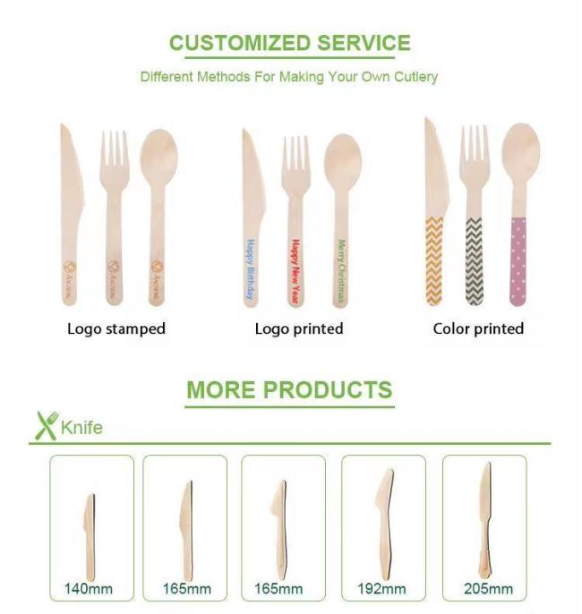 Custom Eco-Friendly Wooden Fiber Material Reusable Camping Travel Fork Spoon Cutlery Set