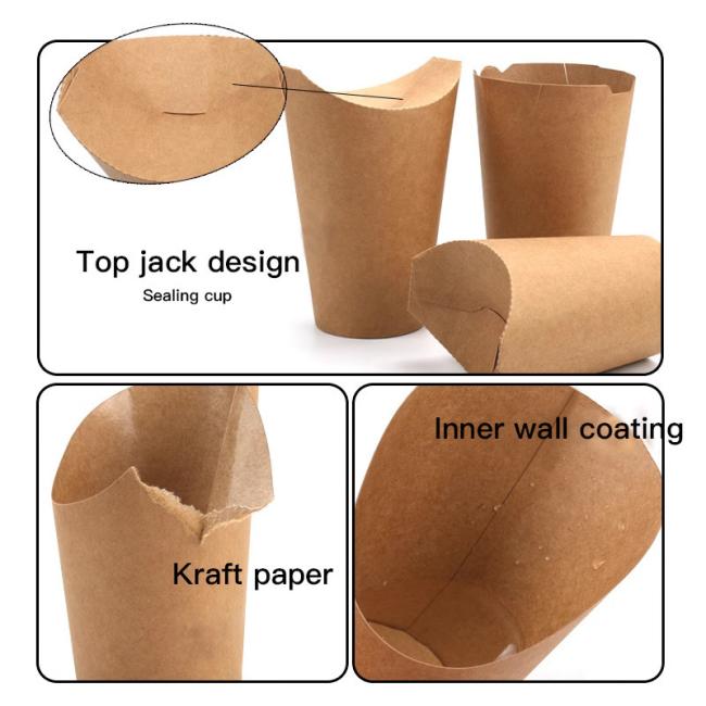 Biodegradable French Fries Holder Disposable Paper French Fries Cups Food Grade Charcuterie Cups